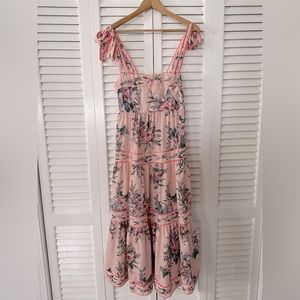 Vici Pink Floral Maxi Dress with Tie Straps